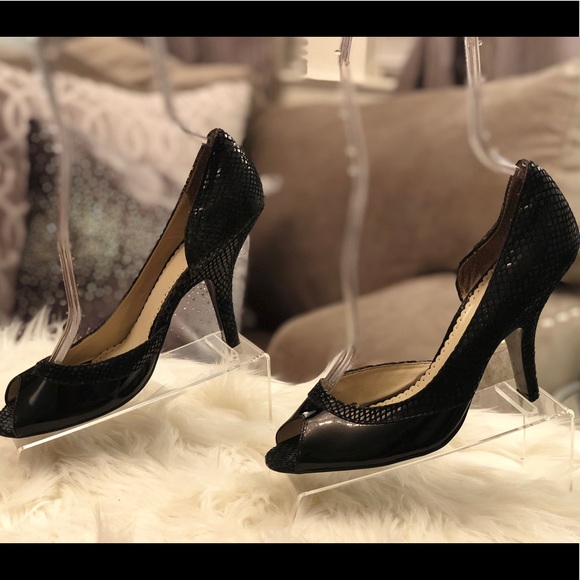BCBG PARIS PL-Paloma Black Peep Toe Heels - Picture 1 of 6